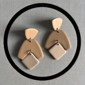 Cream Minimalist Clay Earrings